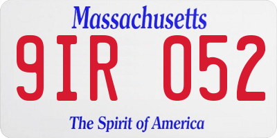 MA license plate 9IR052