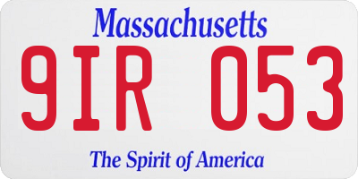 MA license plate 9IR053
