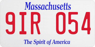 MA license plate 9IR054