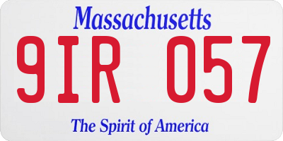 MA license plate 9IR057