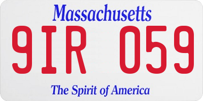 MA license plate 9IR059