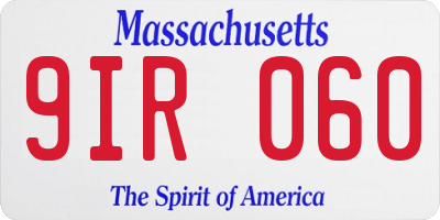 MA license plate 9IR060