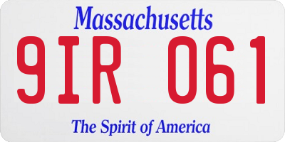 MA license plate 9IR061