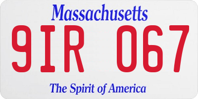 MA license plate 9IR067
