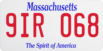 MA license plate 9IR068