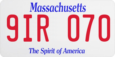 MA license plate 9IR070