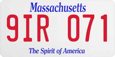 MA license plate 9IR071