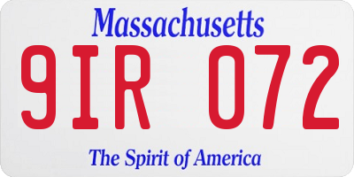 MA license plate 9IR072