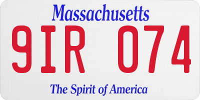 MA license plate 9IR074