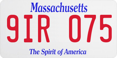 MA license plate 9IR075