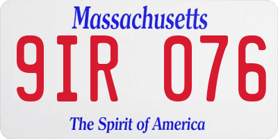 MA license plate 9IR076