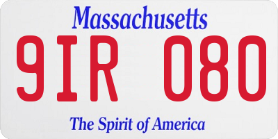 MA license plate 9IR080