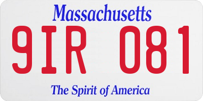 MA license plate 9IR081
