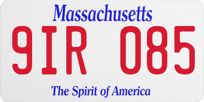 MA license plate 9IR085