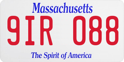 MA license plate 9IR088