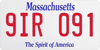 MA license plate 9IR091