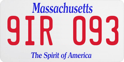 MA license plate 9IR093