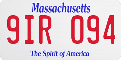 MA license plate 9IR094