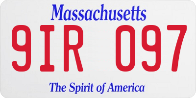 MA license plate 9IR097