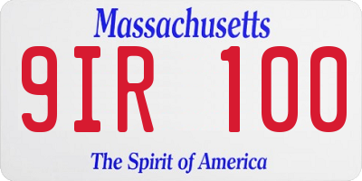 MA license plate 9IR100