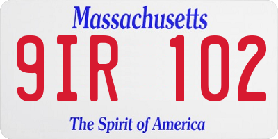 MA license plate 9IR102