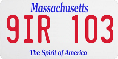 MA license plate 9IR103