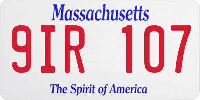 MA license plate 9IR107