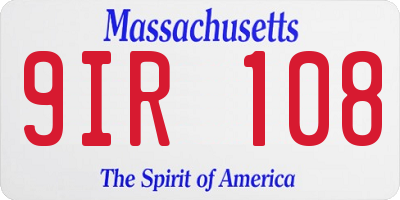 MA license plate 9IR108