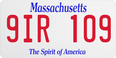 MA license plate 9IR109