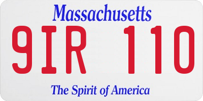 MA license plate 9IR110