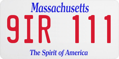 MA license plate 9IR111