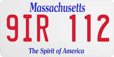 MA license plate 9IR112