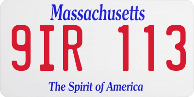 MA license plate 9IR113