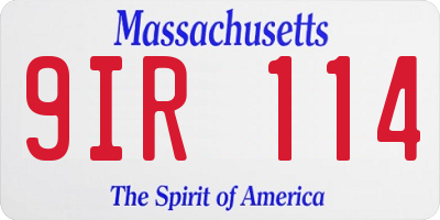 MA license plate 9IR114