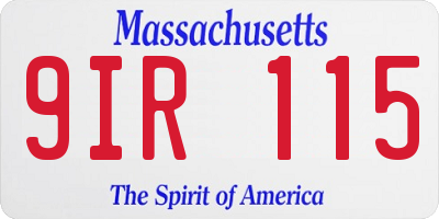 MA license plate 9IR115