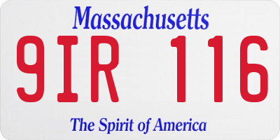 MA license plate 9IR116