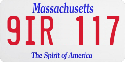 MA license plate 9IR117