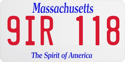 MA license plate 9IR118