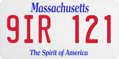 MA license plate 9IR121