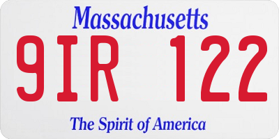 MA license plate 9IR122
