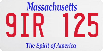 MA license plate 9IR125