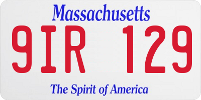 MA license plate 9IR129
