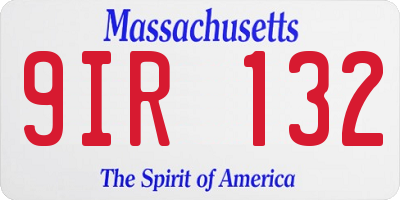 MA license plate 9IR132