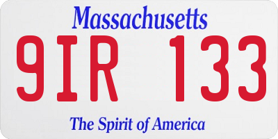MA license plate 9IR133