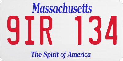 MA license plate 9IR134