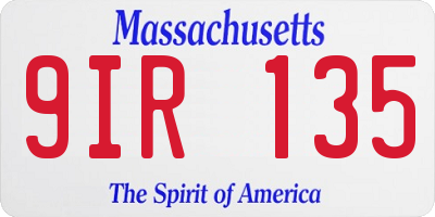 MA license plate 9IR135