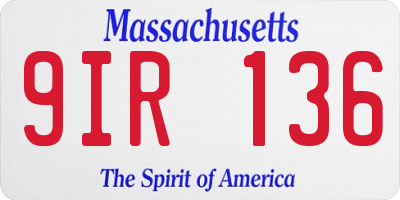 MA license plate 9IR136
