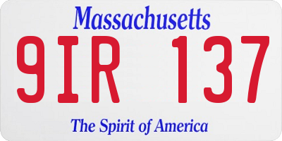 MA license plate 9IR137