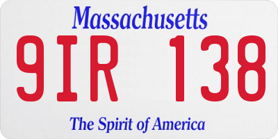 MA license plate 9IR138