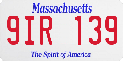 MA license plate 9IR139